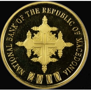 Аверс монеты Северная Македония, 1 денар, 2000, 2000 лет Христианству