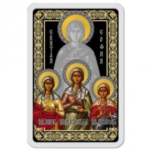 Реверс монеты Северная Македония, 100 денаров, 2018, Вера, Надежда, Любовь и мать их София