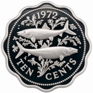 Реверс монеты Багамы, 10 центов, 1971-1973