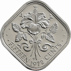 Реверс монеты Багамы, 15 центов, 1971-1973