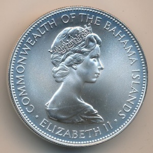 Аверс монеты Багамы, 5 долларов, 1971