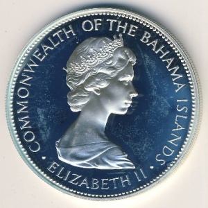 Аверс монеты Багамы, 5 долларов, 1972-1973
