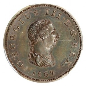 Аверс монеты Багамы, 1 пенни, 1806-1807