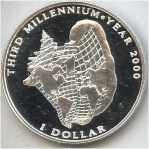 Реверс монеты Багамы, 1 доллар, 1996, Третье тысячелетие
