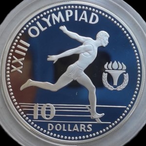 Реверс монеты Багамы, 10 долларов, 1984, XXIII летние Олимпийские игры, Лос-Анджелес 1984