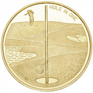 Реверс монеты Багамы, 25 долларов, 1994, Гольф - Hole in One