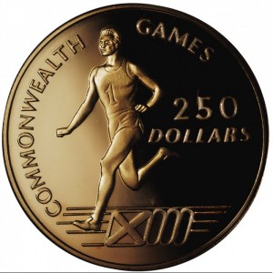 Реверс монеты Багамы, 250 долларов, 1986, XIII Игры Содружества 1986 Шотландия