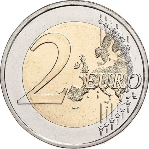 Реверс монеты Португалия, 2 евро, 2008, 60 лет Всеобщей Декларации Прав Человека, Цветное покрытие