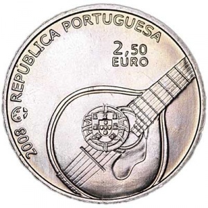 Аверс монеты Португалия, 2½ евро, 2008, Фаду