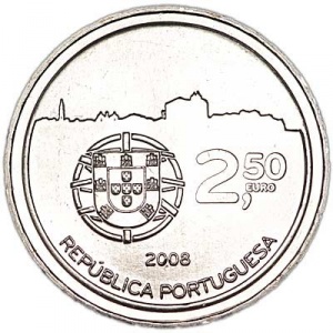 Аверс монеты Португалия, 2½ евро, 2008, ЮНЕСКО - Исторический центр города Порто