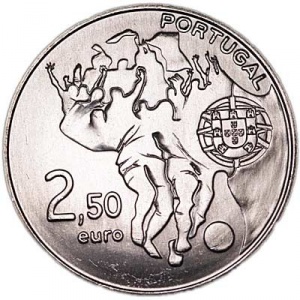 Аверс монеты Португалия, 2½ евро, 2010, Чемпионат мира по футболу 2010, Южная Африка