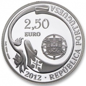 Аверс монеты Португалия, 2½ евро, 2012, 75 лет учебному кораблю «Сагреш»