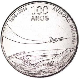 Реверс монеты Португалия, 2½ евро, 2014, 100 лет Военной авиации
