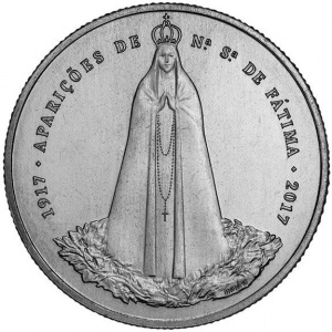 Реверс монеты Португалия, 2½ евро, 2017, 100 лет Фатимским явлениям Девы Марии