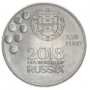 Аверс монеты Португалия, 2½ евро, 2018, Чемпионат мира по футболу 2018, Россия