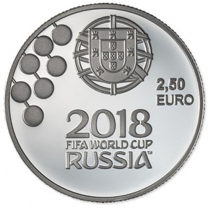 Реверс монеты Португалия, 2½ евро, 2018, Чемпионат мира по футболу 2018, Россия
