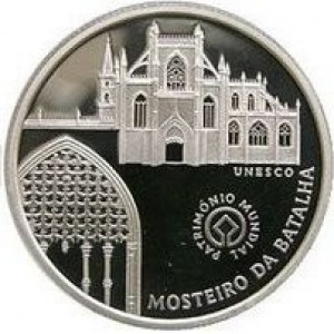 Реверс монеты Португалия, 5 евро, 2005, ЮНЕСКО - Монастырь Баталья