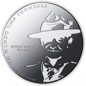 Реверс монеты Португалия, 5 евро, 2007, 100 лет скаутскому движению
