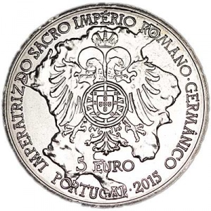 Аверс монеты Португалия, 5 евро, 2015, Королевы Европы - Изабелла Португальская