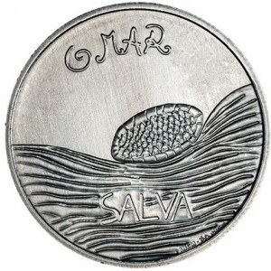 Реверс монеты Португалия, 5 евро, 2019, Море нарисованное ребенком
