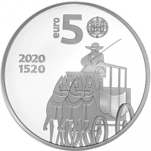 Аверс монеты Португалия, 5 евро, 2020, 500 лет почте Португалии