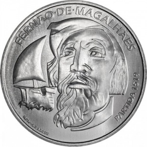 Реверс монеты Португалия, 7½ евро, 2019, 500 лет кругосветному плаванию Магеллана. Отплытие 1519