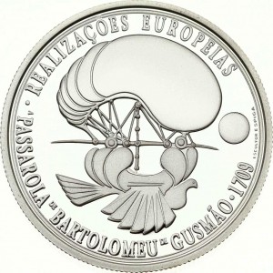 Реверс монеты Португалия, 8 евро, 2007, Ранние летательные аппараты - Passarola Бартоломеу де Гусмана