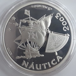 Реверс монеты Португалия, 10 евро, 2003, Иберо-Америка - Морское дело