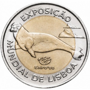 Реверс монеты Португалия, 100 эскудо, 1997, Лиссабон ЭКСПО, 1998