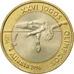 Реверс монеты Португалия, 200 эскудо, 1996, XXVI летние Олимпийские Игры, Атланта 1996