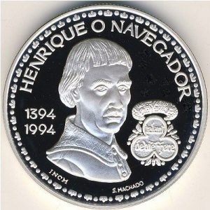 Реверс монеты Португалия, 200 эскудо, 1994, 600 лет со дня рождения Генриха Мореплавателя