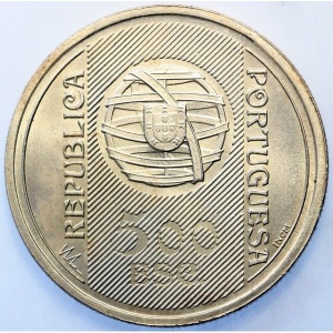 Аверс монеты Португалия, 500 эскудо, 1996, 150 лет банку Португалии