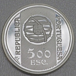 Аверс монеты Португалия, 500 эскудо, 1996, 150 лет банку Португалии