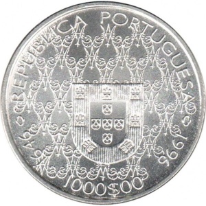 Аверс монеты Португалия, 1000 эскудо, 1996, Дева Мария - Покровительница Португалии