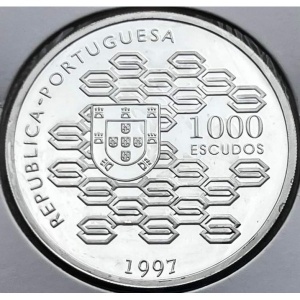 Аверс монеты Португалия, 1000 эскудо, 1997, 200 лет Государственному кредитованию