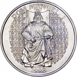 Реверс монеты Португалия, 1000 эскудо, 1998, Король Мануэл I