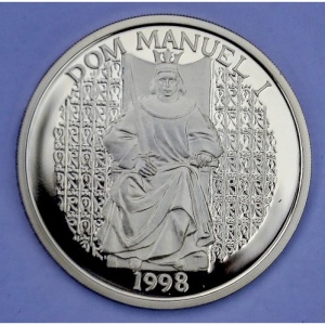 Реверс монеты Португалия, 1000 эскудо, 1998, Король Мануэл I