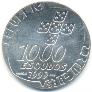 Аверс монеты Португалия, 1000 эскудо, 1999, 25 лет Революции 25 апреля