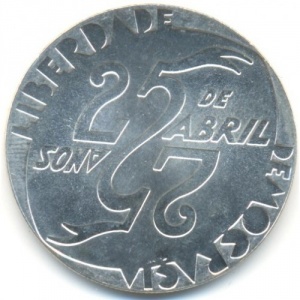 Реверс монеты Португалия, 1000 эскудо, 1999, 25 лет Революции 25 апреля
