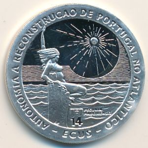 Реверс монеты Португалия, 14 ЭКЮ, 1994, 20-я годовщина автономии Мадейры