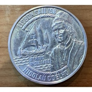 Реверс монеты Португалия, 20 евро, 1998, Lisbon Sail 1998 - Николау Коэлью