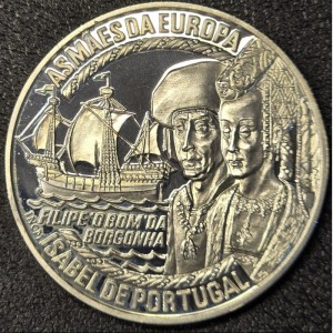 Реверс монеты Португалия, 50 евро, 1997, Европа и Новый Свет - Изабелла Португальская