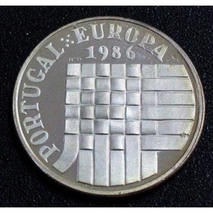 Реверс монеты Португалия, 25 эскудо, 1986, Вступление в зону свободной торговли Европы