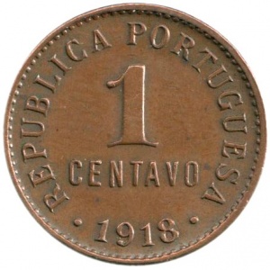 Реверс монеты Португалия, 1 сентаво, 1917-1922