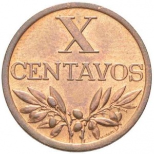 Реверс монеты Португалия, 10 сентаво, 1942-1969