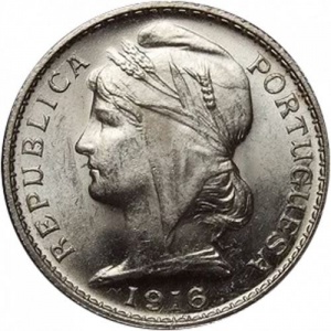 Аверс монеты Португалия, 20 сентаво, 1913-1916