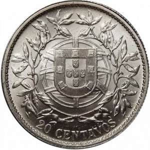 Реверс монеты Португалия, 20 сентаво, 1913-1916