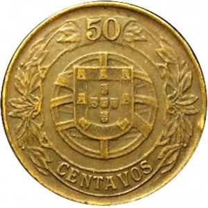 Реверс монеты Португалия, 50 сентаво, 1924-1926