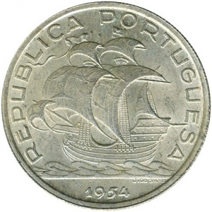 Аверс монеты Португалия, 10 эскудо, 1954-1955