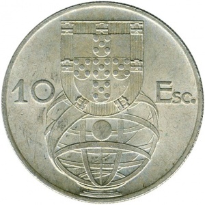 Реверс монеты Португалия, 10 эскудо, 1954-1955